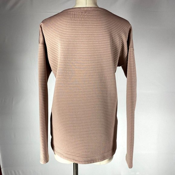 MONDETTA Dusty Pink Ribbed Sweatshirt Women's Medium Side Zip Long Sleeve Boxy - Picture 3 of 10